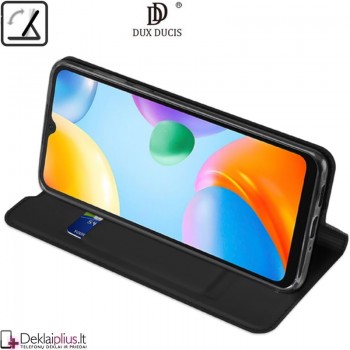 Dux Ducis dirbtinės odos viršelis - juodas (Xiaomi Redmi 10C)